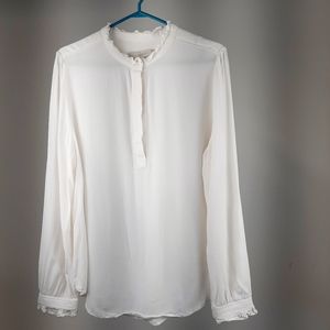 Loft Women's White long sleeve Blouse size XL